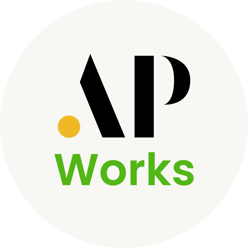 April parker logo with the word works underneath in green